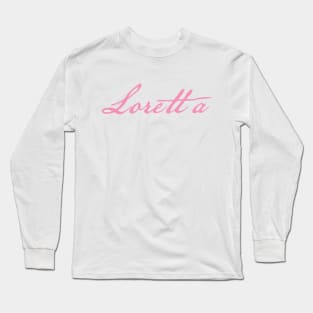 Loretta Typography Pink Script Long Sleeve T-Shirt